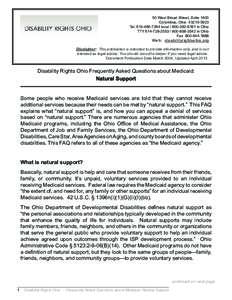 50 West Broad Street, Suite 1400 Columbus, Ohio[removed]Tel[removed]local[removed]in Ohio TTY[removed][removed]in Ohio Fax[removed]Web: disabilityrightsohio.org