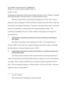 Notice of Filing of a Proposed Rule Change Relating to the Federal Reserve’s National Settlement System; Rel. No[removed], File No. SR-FICC[removed]