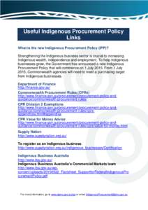 Factsheet - Useful lndigenous Procurement Policy Links