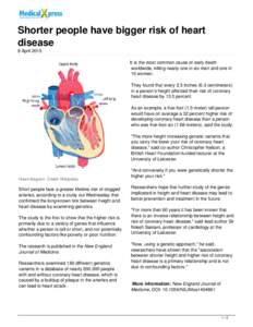 Shorter people have bigger risk of heart disease