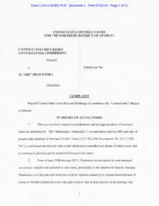 Case 1:14-cv[removed]TCB Document 1 Filed[removed]Page 1 of 11  UNITED STATES DISTRICT COURT FOR THE NORTHERN DISTRICT OF GEORGIA  UNITED STATES SECURITIES