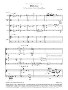 Dedicated to Professor Chou Wen-chung  Dhyana For Flute, Clarinet, Violin, Cello, and Piano Zhou Long (Score in C)