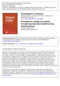 Principles for design of projects introducing improved wood-burning cooking stoves