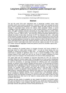 Australasian Transport Research Forum 2011 ProceedingsSeptember 2011, Adelaide, Australia Publication website: http://www.patrec.org/atrf.aspx Long-term patterns of Australian public transport use David C. Cosgr