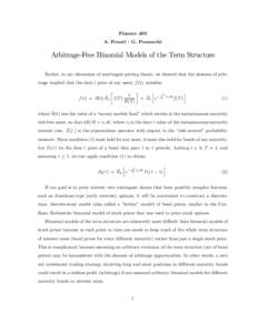 Economics / Options / Binomial options pricing model / Yield curve / Risk-neutral measure / Bond option / Derivative / Bond / Arbitrage / Financial economics / Mathematical finance / Finance