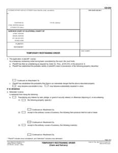CD-200 Temporary Restraining Order (Claim and Delivery)