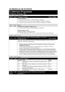 SCHEDULE OF EVENTS  Conference Programme Wednesday, 29 October[removed]:30 – 09:30 09:30 – 10:15