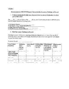 Documentation of BLM Wilderness Inventory Findings on Record Unit 3