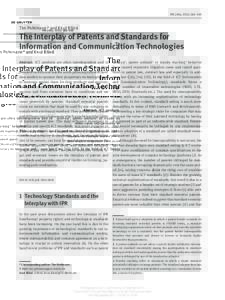 PIK 2014; 37(3): 189–195  Tim Pohlmann* and Knut Blind The Interplay of Patents and Standards for Information and Communication Technologies
