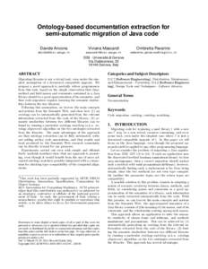 Ontology-based documentation extraction for semi-automatic migration of Java code∗ Davide Ancona Viviana Mascardi