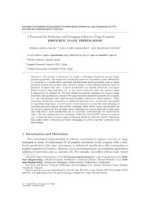 Submitted to the Technical Communications of the International Conference on Logic Programming (ICLP’10) http://www.floc-conference.org/ICLP-home.html A Framework for Verification and Debugging of Resource Usage Proper