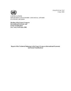 Report of the Technical Subgroup to the Expert Group on International Economic and Social Classifications