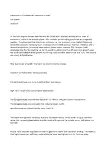 Submission to “The National Commission of Audit” Eric Gribble[removed]Dr Patrick Caragata (former New Zealand IRD Chief policy advisor) working with a team of economists, while in the employ of the I.R.D. came to an