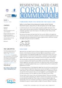 Residential Aged Care  Coronial´ Communique  ISSUE 1.