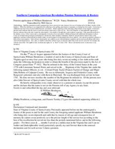 Southern Campaign American Revolution Pension Statements & Rosters Pension application of William Henderson 1 W228 Nancy Henderson Transcribed by Will Graves f59VA[removed]