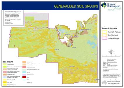 GENERALISED SOIL GROUPS The map depicts the distribution of 15 generalized soil groups. The map is based on an interp retati on of soil landscape units. Soi l la ndscapes invariably comprise several soils.