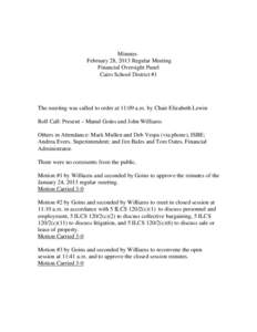 Meeting Minutes of the February 28, 2013 Financial Oversight Panel for Cairo School District #1