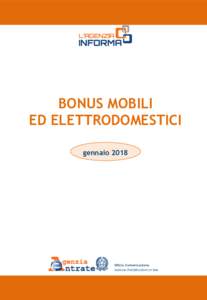 BONUS MOBILI ED ELETTRODOMESTICI gennaio 2018 Ufficio Comunicazione Sezione Pubblicazioni on line