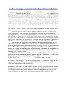 Southern Campaigns American Revolution Pension Statements & Rosters Pension application of Moses Eason R3198 Transcribed by Will Graves Bashoba Eason