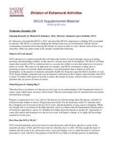 NCIDEA: DCLG Supplemental Material: Meeting Minutes[removed]