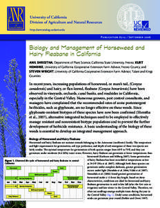 University of California Division of Agriculture and Natural Resources http://anrcatalog.ucdavis.edu Publication[removed]September[removed]Biology and Management of Horseweed and