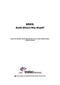 Politics / Food industry / Economics / BRICS / Development / BRIC / Trade and development / Agricultural marketing / South Africa / International relations / Foreign relations of Brazil / Foreign relations of India