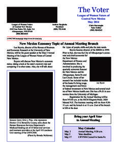 The Voter League of Women Voters of Central New Mexico May 2014 League of Women Voters of Central New Mexico