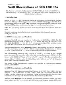 Gamma-ray burst / Space telescopes / X-ray telescopes / Gamma-ray Burst Coordinates Network / Swift Gamma-Ray Burst Mission / Astronomy / Spacecraft / Space