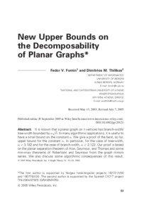 New Upper Bounds on the Decomposability of Planar Graphs*