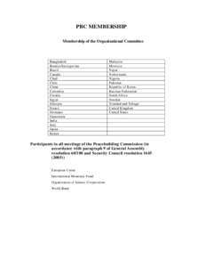 PBC MEMBERSHIP Membership of the Organizational Committee Bangladesh Bosnia Herzegovina Brazil