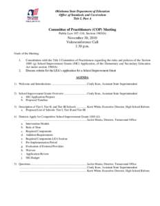 Oklahoma State Department of Education Office of Standards and Curriculum Title I, Part A Committee of Practitioners (COP) Meeting Public Law[removed], Section 1903(b)