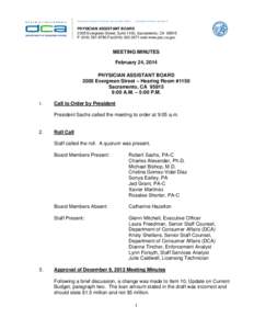 California Physician Assistant Board - Meeting Minutes for February 24, 2014