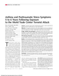 Posttraumatic stress disorder / Asthma / Respiratory therapy / Anxiety disorders / Traumatology / Agency for Toxic Substances and Disease Registry / Reactive airway disease / Medicine / Psychiatry / Health