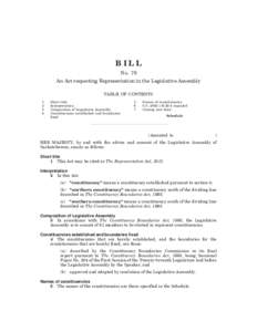 REPRESENTATION 1 BILL No. 79 An Act respecting Representation in the Legislative Assembly