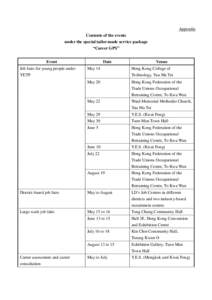 Appendix Contents of the events under the special tailor-made service package “Career GPS” Event Job fairs for young people under