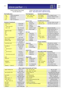 v1.3  Sept 2012 Shell Scripting Cheat Sheet for Unix and Linux