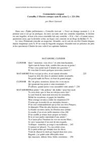 ASSOCIATION DES PROFESSEURS DE LETTRES  Commentaire composé Corneille, L’illusion comique (acte II, scène 2, vpar Henri Guinard