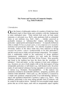 D. W. MERTZ  The Nature and Necessity of Composite Simples, E.g., Ontic Predicates  I. Introduction