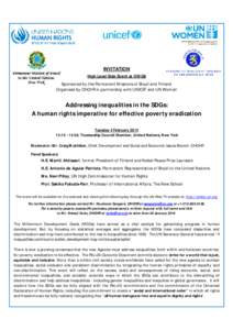 INVITATION High Level Side Event at OWG8 Sponsored by the Permanent Missions of Brazil and Finland Organised by OHCHR in partnership with UNICEF and UN Women  Addressing inequalities in the SDGs: