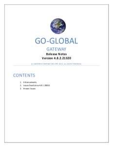 GO-GLOBAL GATEWAY Release Notes VersionC) GRAPHON CORPORATIONALL RIGHTS RESERVE D.