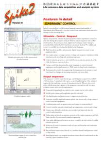 Life sciences data acquisition and analysis system  Features in detail Version 6  EXPERIMENT CONTROL