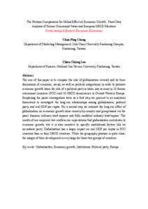 The Partisan Comparisons for Global Effect on Economic Growth: Panel Data Analysis of Former Communist States and European OECD Members Forthcoming at Eastern European Economics Chun-Ping Chang Department of Marketing Ma