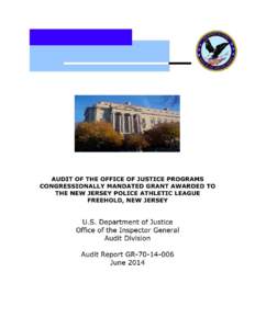 Audit of the Office of Justice Programs Congressionally Mandated Grant Awarded to the New Jersey Police Athletic League, Freehold, New Jersey