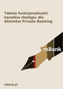 Tabela funkcjonalności kanałów dostępu dla Klientów Private Banking 1