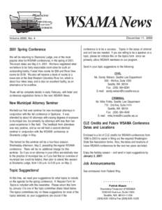 WSAMA News - December 11, 2000