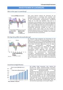 In Europas Zukunft investieren  INVESTITIONEN IN LUXEMBURG Wie ist die Lage in Luxemburg? Nach einem Einbruch während der Finanzkrise hat das Investitionsvolumen in Luxemburg 2011 nochmals einen