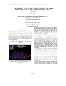 Proceedings of the 2001 International Conference on Auditory Display, Espoo, Finland, July 29-August 1, 2001  RESEARCH SET TO MUSIC: THE CLIMATE SYMPHONY AND OTHER SONIFICATIONS OF ICE CORE, RADAR, DNA, SEISMIC AND SOLAR