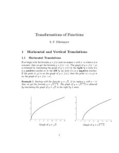 Transformations of Functions S. F. Ellermeyer 1 1.1