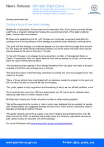 News Release Minister Paul Caica  Minister for Sustainability, Environment and Conservation Minister for Water and the River Murray Minister for Aboriginal Affairs and Reconciliation
