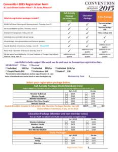 Convention 2015 Registration Form St. Louis Union Station Hotel l St. Louis, Missouri Full Activity Package  What do registration packages include?